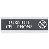 Headline® Sign Century Series Office Sign,turn Off Cell Phone, 9 X 3 4759