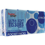 Home Smart Ultra Soft Triple Ply Pocket Pack Facial Tissues (8-Pack) Pack of 24