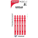 Diablo T-Shank 3-5/8 In. x 13 TPI Bi-Metal Jig Saw Blade for Plexiglass (5-Pack)