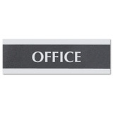 Headline® Sign Century Series Office Sign, Office, 9 X 3, Black/silver 4762