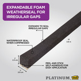 M-D Building Products PLATINUM 1 In. Black Expandable Foam Weatherseal for Uneven Gaps
