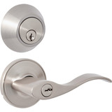 Steel Pro Brushed Nickel Single Cylinder Deadbolt and Lever Combo