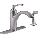 Kohler Linwood 1-Handle Lever Kitchen Faucet with Side Spray, Stainless
