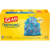 Glad Recycling 13 Gal. Tall Kitchen Blue Trash Bag (45-Count) 22336