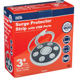 Do it Best 4-Outlet/4-USB 1800J White & Gray Surge Protector with 3 Ft. Cord