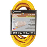 Coleman Cable Polar Solar 25 Ft. 12/3 Cold Weather 3-Outlet Extension Cord