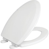 Centoco Elongated Closed Front White Wood Premium Toilet Seat with Slow Close