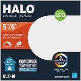 Halo 5 In./6 In. Retrofit Baffle Selectable Color Temperature LED Recessed Light Kit, 1006 Lm.