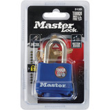 Master Lock 1-9/16 In. W. Covered Laminated Steel Pin Tumbler Padlock, Blue
