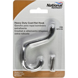 National Hardware Heavy-Duty Chrome Coat & Hat Wardrobe Hook