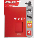 Diablo 9 In. x 11 In. 220 Grit Ultra Fine Sandpaper (4-Pack) DCS911220S04G