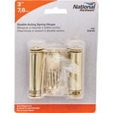 National Hardware 3 In. Satin Brass Double-Acting Spring Door Hinge