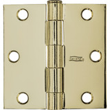 National 3 In. Polished Brass Square Door Hinge