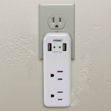 Prime Wire 2 Power & 2 USB White Space Saving USB Wall Charger