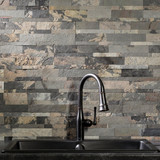 Aspect 6 In. x 24 In. Natural Stone Backsplash Peel & Stick, Medley Slate A9081