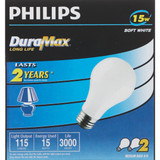 Philips DuraMax 15W Frosted Medium A15 Incandescent Appliance Light Bulb (2-Pack)