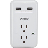 Prime Wire & Cable 2 Power & 2 USB White Wall Charger PBUSB342S