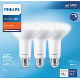 Philips 65W Equivalent Soft White BR30 Medium Dimmable LED Floodlight Light Bulb (3-Pack)