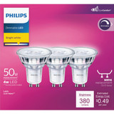 Philips 50W Equivalent Bright White MR16 GU10 Base LED Floodlight Light Bulb (3-Pack)