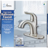 Home Impressions Brushed Nickel 1-Handle Lever 4 In. Centerset Bathroom Faucet with Pop-Up