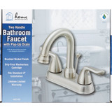 Home Impressions Brushed Nickel 2-Handle Lever 4 In. Centerset  Bathroom Faucet with Pop-Up