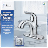 Home Impressions Chrome 1-Handle Lever 4 In. Centerset Bathroom Faucet with Pop-Up
