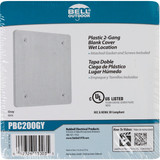 Bell 2-Gang Blank Square Polycarbonate Gray Weatherproof Outdoor Box Cover