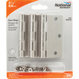 National Hardware 3-1/2 In. Square Satin Nickel Door Hinge (3-Pack)