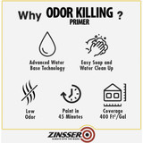 Zinsser Odor Killing Water-Based Interior Primer, White, 1 Qt. 307648 771804