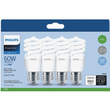 Philips Energy Saver 60W Equivalent Daylight Medium Base T2 Spiral CFL Light Bulb (4-Pack)
