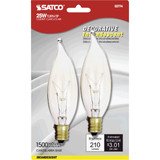 Satco 25W Clear Candelabra CA8 Incandescent Turn Tip Light Bulb (2-Pack) S3774