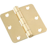 National 3 In. x 1/4 In. Radius Satin Brass Door Hinge N830229