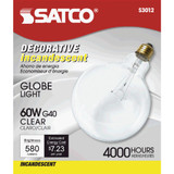 Satco 60W Clear Soft White Medium Base G40 Incandescent Globe Light Bulb S3012
