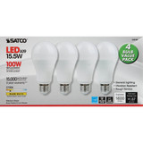 Satco 100W Equivalent Warm White A19 Medium LED Light Bulb (4-Pack)