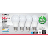 Satco 60W Equivalent Natural Light A19 Medium LED Light Bulb (4-Pack) S39597 501809