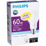 Philips 60W Equivalent Daylight A19 Medium LED Light Bulb (4-Pack) 565481 501598