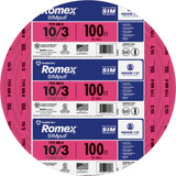 Romex 100 Ft. 10/3 Solid Pink NMW/G Electrical Wire