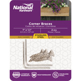 National Catalog V415 1 In. x 1/2 In. Stainless Steel Corner Brace (2-Count)