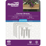 National Catalog V115 1 In. x 1/2 In. Galvanized Steel Corner Brace (4-Count)