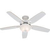 Hunter Builder Deluxe 52 In. White Ceiling Fan with Light Kit 53089