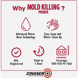 Zinsser Mold Killing Interior-Exterior Primer, White, 1 Gal. 276049 770960