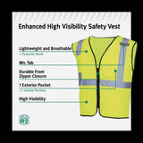 Safety Works Professional ANSI Class 2 Hi Vis Lime Solid Safety Vest, 1 Size Fits Most
