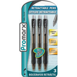 ProMarx Gel Clix Medium Point Black Retractable Pen (3-Pack) Pack of 12