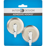 iDesign York Round Silver Metal Adhesive Hook (2-Pack)