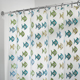 iDesign York Graphic 72 In. x 72 In. Blue/Green Fish Eva Shower Curtain 27780
