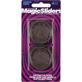 Magic Sliders 1-11/16 In. Inner Diameter Round Walnut Brown Furniture Leg Caster Cup,(4-Pack)