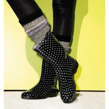 Sloggers Women's Size 7 Black w/White Polka Dots Rain & Garden Rubber Boot