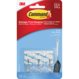 Command Small Clear Wire Hook with Clear Strips, 3 Hooks, 4 Strips