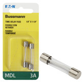Bussmann 3A MDL Glass Tube Electronic Fuse (2-Pack) BP/MDL-3