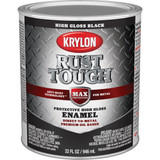 Krylon Rust Tough Oil-Based Gloss Rust Control Enamel, Black, 1 Qt. Pack of 2